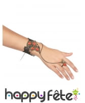 Bracelet bague avec gemmes rouges