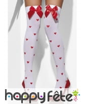 Bas blanc coeur rouge avec ruban, image 1