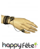 Bague bracelet dentelle noire avec gemmes noires, image 1