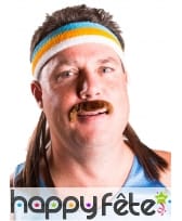 Bandeau bleu orange blanc avec cheveux coupe mulet