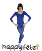Body bleu uni avec longues manches, pour femme, image 2