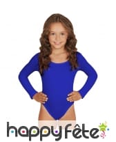 Body bleu uni manches longues pour enfant