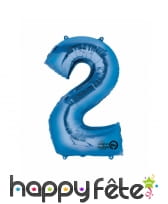 Ballon chiffre 2 bleu en alu de 50 X 88 cm, image 1