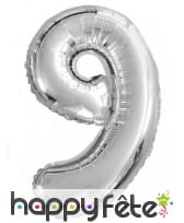 Ballon chiffre argenté en aluminium de 35cm, image 2