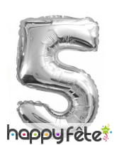 Ballon chiffre argenté en aluminium de 35cm, image 6