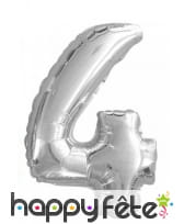 Ballon chiffre argenté en aluminium de 35cm, image 7
