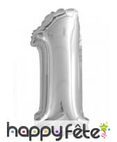 Ballon chiffre argenté en aluminium de 35cm, image 8