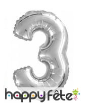 Ballon chiffre argenté en aluminium de 35cm, image 10