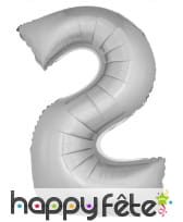 Ballon chiffre argenté géant de 1m, image 2