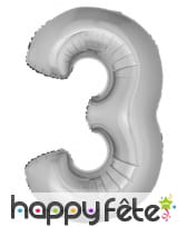 Ballon chiffre argenté géant de 1m, image 3