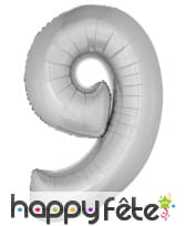 Ballon chiffre argenté géant de 1m, image 8
