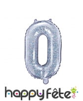 Ballon chiffre argenté iridescent de 35 cm, image 1