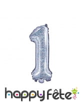 Ballon chiffre argenté iridescent de 35 cm, image 2