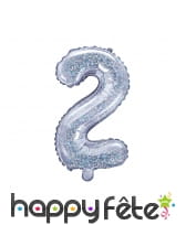 Ballon chiffre argenté iridescent de 35 cm, image 3