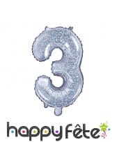 Ballon chiffre argenté iridescent de 35 cm, image 4