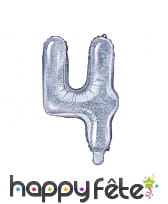 Ballon chiffre argenté iridescent de 35 cm, image 5