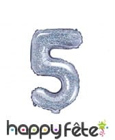 Ballon chiffre argenté iridescent de 35 cm, image 6
