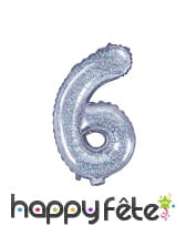 Ballon chiffre argenté iridescent de 35 cm, image 7