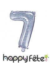 Ballon chiffre argenté iridescent de 35 cm, image 8