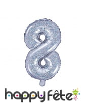 Ballon chiffre argenté iridescent de 35 cm, image 9