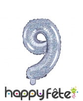 Ballon chiffre argenté iridescent de 35 cm, image 10