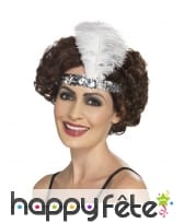 Bandeau charleston argenté sequin et plume