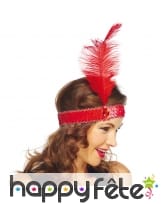 Bandeau charleston avec sequins et plume centrale, image 2