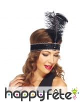 Bandeau charleston avec sequins et plume centrale, image 3