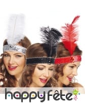 Bandeau charleston avec sequins et plume centrale