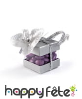 Boite cube argenté pour dragées, 4cm