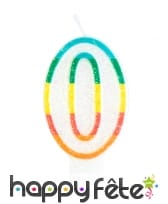 Bougie chiffre blanche pailletée bord multicolore, image 1