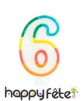 Bougie chiffre blanche pailletée bord multicolore, image 7