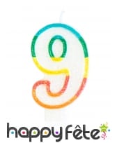 Bougie chiffre blanche pailletée bord multicolore, image 10