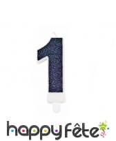 Bougie chiffre bleu marine pailletée de 7,3 cm, image 2