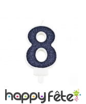 Bougie chiffre bleu marine pailletée de 7,3 cm, image 9