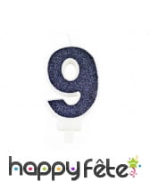 Bougie chiffre bleu marine pailletée de 7,3 cm, image 10