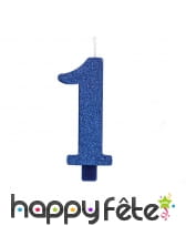 Bougie chiffre bleue à paillettes de 9,5 cm, image 2