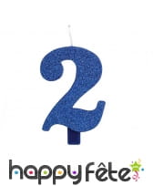 Bougie chiffre bleue à paillettes de 9,5 cm, image 3