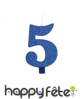 Bougie chiffre bleue à paillettes de 9,5 cm, image 6