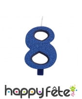Bougie chiffre bleue à paillettes de 9,5 cm, image 9