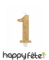 Bougie chiffre dorée à paillettes de 9,5cm, image 2