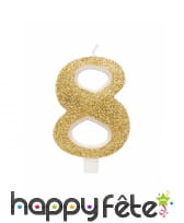 Bougie chiffre dorée à paillettes de 9,5cm, image 9