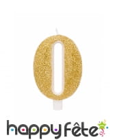 Bougie chiffre dorée à paillettes de 9,5cm, image 1