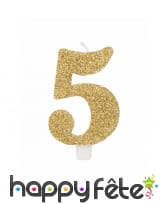 Bougie chiffre dorée à paillettes de 9,5cm, image 6