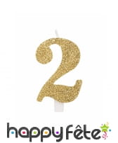 Bougie chiffre dorée à paillettes de 9,5cm, image 3