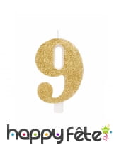 Bougie chiffre dorée à paillettes de 9,5cm, image 10