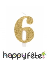 Bougie chiffre dorée à paillettes de 9,5cm, image 7