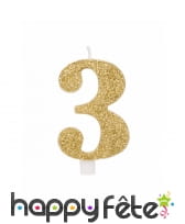 Bougie chiffre dorée à paillettes de 9,5cm, image 4