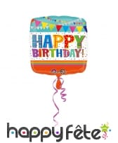 Ballon carré happy birthday coloré