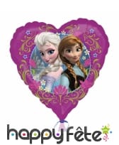 Ballon coeur imprimé de 43cm, La Reine des Neiges
